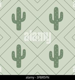 Seamless pattern featuring abstract geometric ornament inspired by tribal motifs. Stock Vector