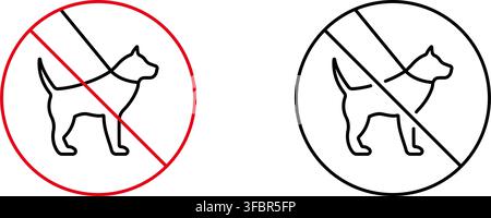 No Dogs Allowed Line Icon Set. Pet Restriction, Prohibition, And Animal Control Outline Symbol Collection. Public Area Regulations. Editable Stroke Stock Vector