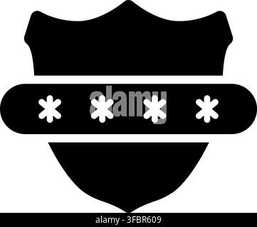 Shield With Password Solid Icon. Cybersecurity, Data Protection, And Privacy Silhouette Symbol. Secure Access And Authentication. Isolated Vector Stock Vector