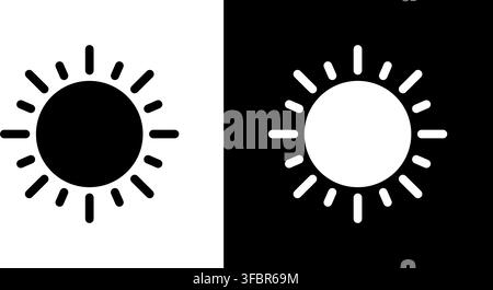 Sun Icon Solid Icon Set. Brightness Adjustment, Weather Forecast, And Solar Energy Silhouette Symbol Collection. Daylight Representation. Isolated Stock Vector