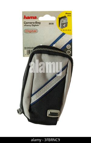 Hama black and grey camera bag polytex material isolated on white background Stock Photo
