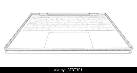 laptop wireframe illustration. Vector Stock Vector
