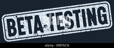 beta testing white rectangular grunge stamp on dark blue background. beta testing stamp Stock Vector