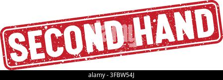 second hand red rectangular grunge stamp on transparent background. second hand stamp Stock Vector