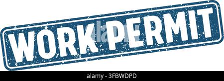 work permit blue rectangular grunge stamp on transparent background. work permit stamp Stock Vector