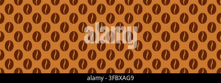 horizontal seamless brown coffee beans design for pattern and background. Stock Vector