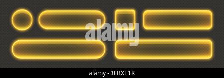 Glossy neon buttons, transparent banners made from glass. Stock Vector