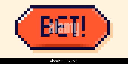 Back to School pixel art color speech bubble with bet word. Stock Vector