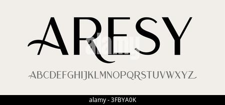 Alphabet uppercase serif typeface elegant classic typography character, luxury branding font, editorial display design, minimal black collection Stock Vector