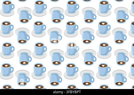 Seamless pattern of colorful coffee cups, perfect for café branding, packaging, fabric, stationery, and digital backgrounds. Stock Vector