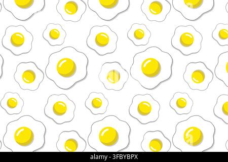 Bright seamless egg pattern with cheerful yellow details, perfect for food packaging, kitchen textiles, breakfast branding, stationery, and wallpaper. Stock Vector