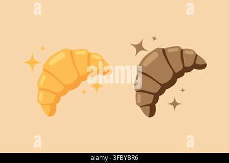 Charming croissant and pastry illustrations in a warm hand drawn style, perfect for bakery branding, menus, packaging, posters, and recipes. Stock Vector