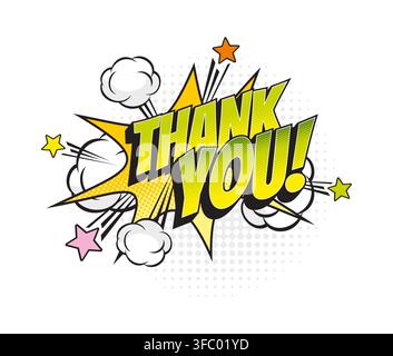 Cartoon pop art thank you comic speech bubble Stock Vector