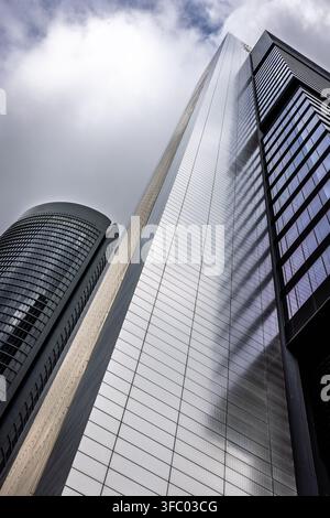 Low angle view of contemporary office towers in Madrid financial district Stock Photo
