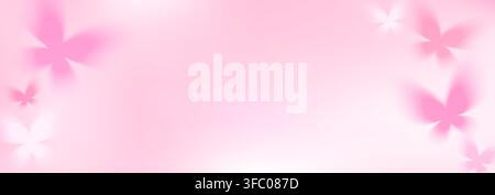 Y2k blurry pink butterfly background. Dreamy defocused butterflies wallpaper. Sweet romantic feminine bokeh flares backdrop for wedding, birthday decor. Vector soft pinkish focus lights bg Stock Vector