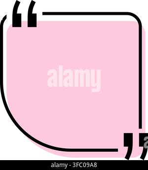 Quote box title isolated. Pink asymmetric speech quotation mark frame. Text talk info message box border. Dialog mark speech quotes icon. Vector png i Stock Vector