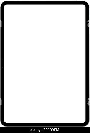 Realistic white vertical tablet empty screen frame overlay mockup. Mobile pad display template isolated on transparent bg. Device front view. Display Stock Vector