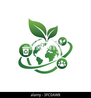 Professional Modern Global Eco Recycling Community Environment Logo Vector Design Stock Vector