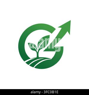 Professional Modern Eco Green Plant Growth Arrow Business Logo Vector Stock Vector