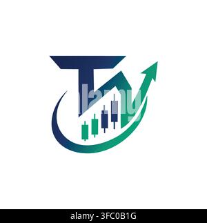 Modern Professional Letter T Trade Finance Candlestick Growth Logo Vector Stock Vector