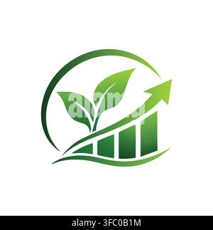 Modern Professional Eco Finance Plant Bar Chart Growth Logo Vector Stock Vector