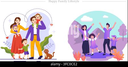 Parents and teacher helping kids study set, showing home education and classroom learning vector illustration. Stock Vector