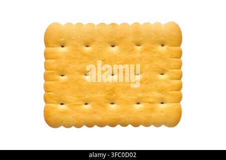 A simple rectangular biscuit is isolated on a white background. Close-up of biscuits. Stock Photo