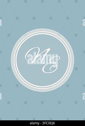 Elegant lace border wedding card, scalloped edges on embroidery theme. Vertical blue frame. Stock Vector