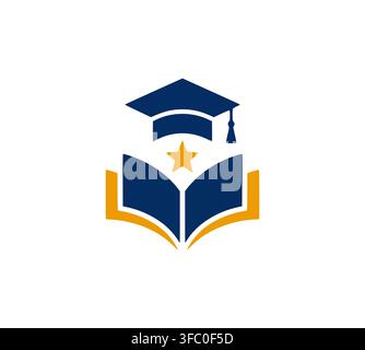 Education Academic Book Graduation Cap Star Logo Design Vector Template Stock Vector