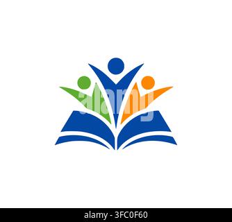 Student People Open Book Modern Educational Academy Community Logo Design Stock Vector