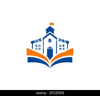 School Building Open Book Campus Modern Education Vector Logo Template Stock Vector