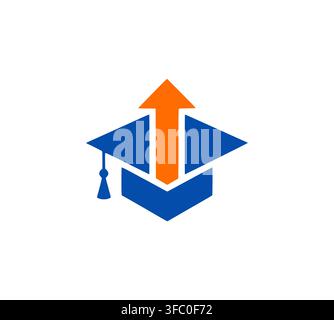 Graduation Cap Arrow Up Modern Education Growth Logo Vector Template Stock Vector