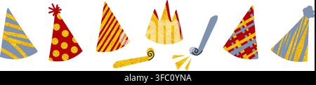 Birthday party hats party horns set vector illustration Stock Vector