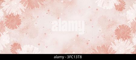 A pattern made from prints of dried flowers on a watercolor background. Stock Photo