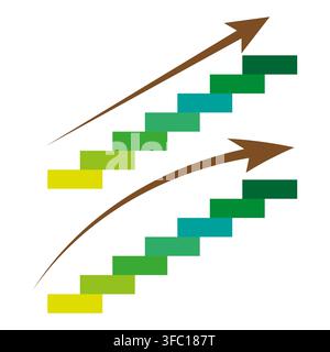 Stair block growth vector set features simple arrow sign. It represents creative business progress. eps 10 Stock Vector