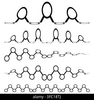 Abstract wave line spiral chain collection with black vector element. eps 10. Stock Vector