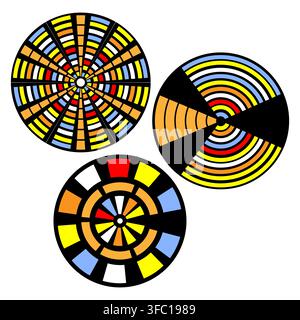 Colorful circular target wheel collection with colorful vector graphic Stock Vector