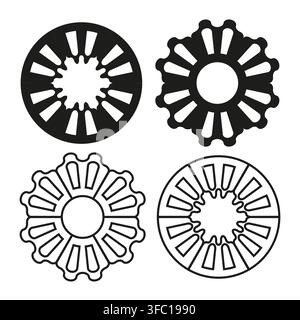 Gear cog wheel vector set features black white shape. It visualizes creative industry machine. Stock Vector
