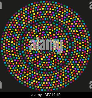 Dot circle mosaic vector pattern features colorful round geometry. It visualizes creative abstract background. Stock Vector