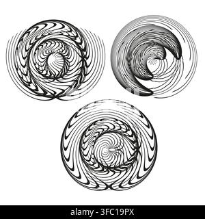 Spiral swirl shell vector set features organic abstract line. It represents creative fluid wave. Stock Vector