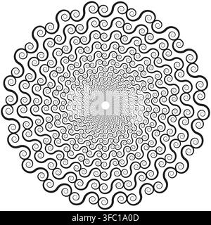 Spiral optical illusion abstract vector pattern features swirl geometry. It visualizes creative hypnosis background. Stock Vector