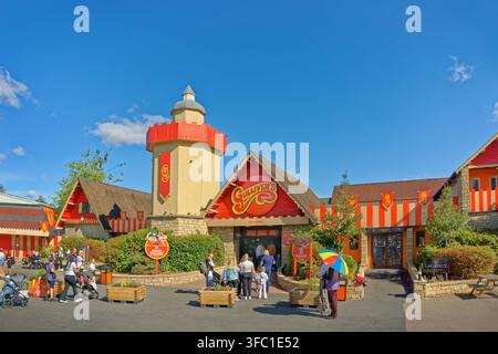 Entrance area to Gulliver's World children's theme park resort in Warrington, Cheshire, England. Stock Photo