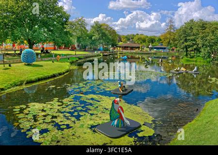 Parkland and gardens of Gulliver's World children's theme park resort in Warrington, Cheshire, England. Stock Photo
