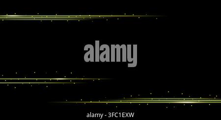 Yellow laser beams, glowing stripes. Bright light effect. Abstract vector isolated on black background. Stock Vector