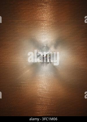 Abstract silhouette reflection on bronze honeycomb texture wall Stock Photo
