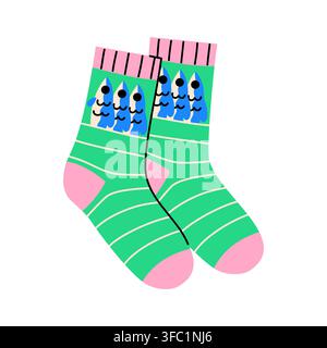 Cute Sardines Fish Socks Pair Vector Illustration Stock Vector