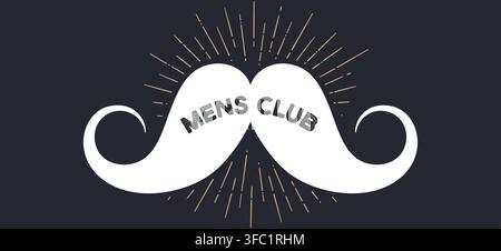 Mustache and vintage sun rays sunburst Stock Vector