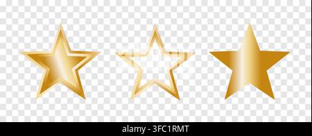 Twinkle 5 gold Stars isolated transparent background. Vector Five Stars perfect for Luxury Award for Hotel Mark. EPS 10 Stock Vector Stock Vector