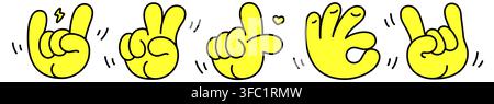 Set collection. Hand signs. Gesture fingers Stock Vector
