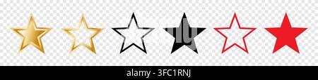 Twinkle 5 gold Stars isolated transparent background. Vector Five Stars perfect for Luxury Award for Hotel Mark. EPS 10 Stock Vector Stock Vector